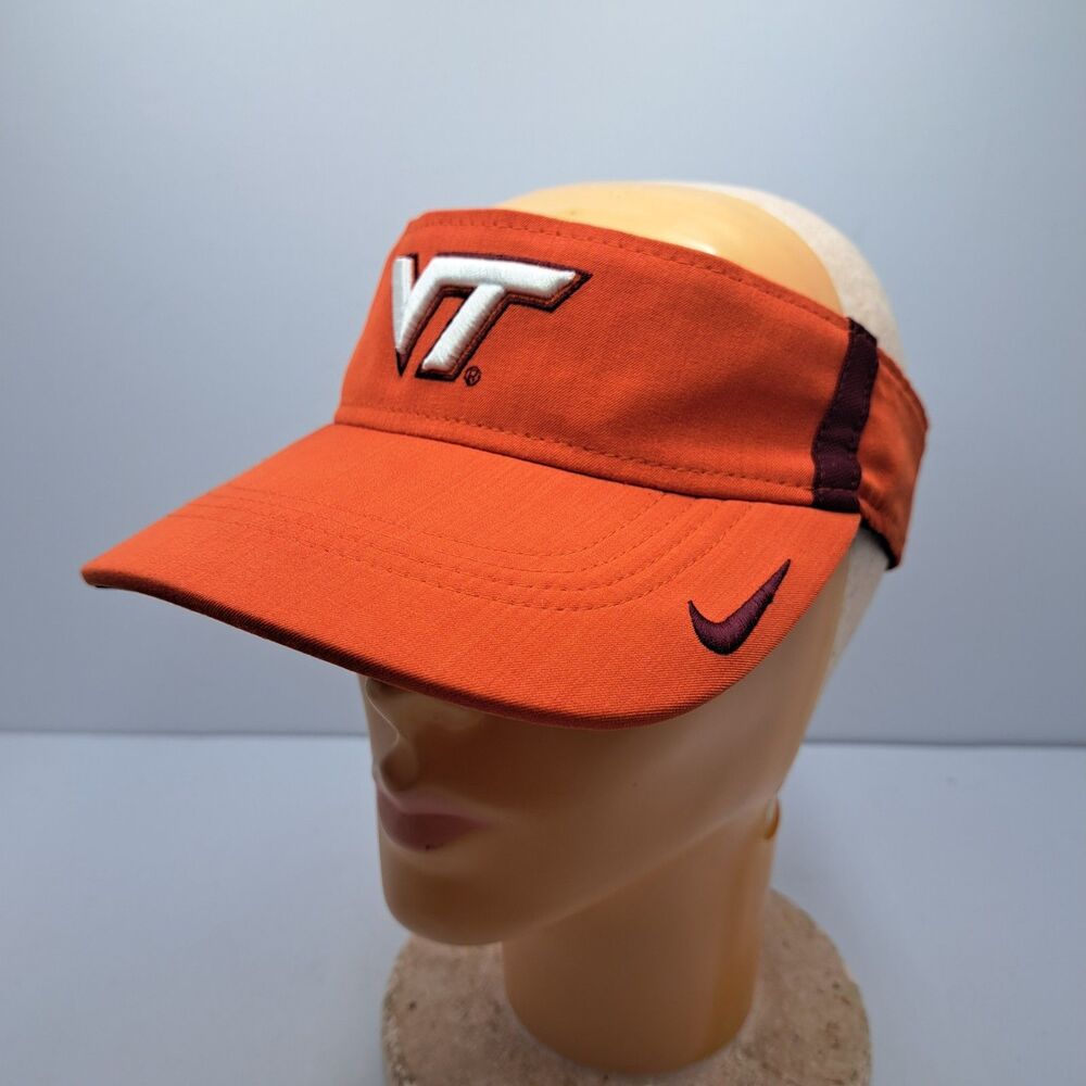 Nike Dri Fit Virginia Tech Hokies Visor Hat Orange Maroon NCAA Adjustable Golf